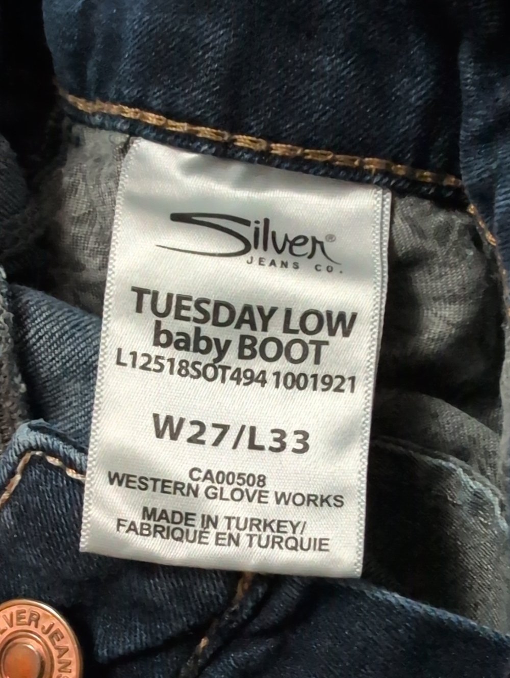 Silver Jeans Tuesday Low Baby Boot Jeans - Dark Blue Denim